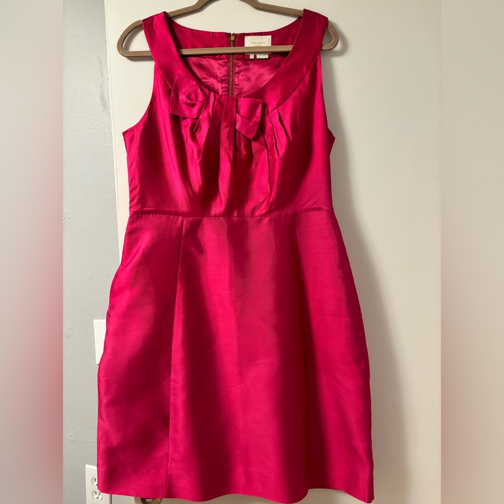 kate spade Hot Pink Bow-Front Sleeveless Fit-and-Flare Dress